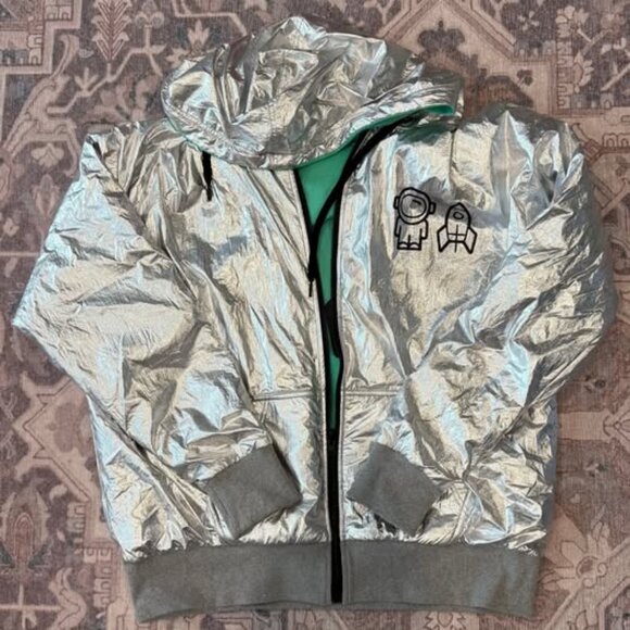 Jeremy Scott Other - The SpoiledChild Jeremy Scott Chrome Silver Hoodie Hooded Zip Sweatshirt Jacket